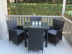 Gartemobe 5pc Square Outdoor Wicker Dining Set